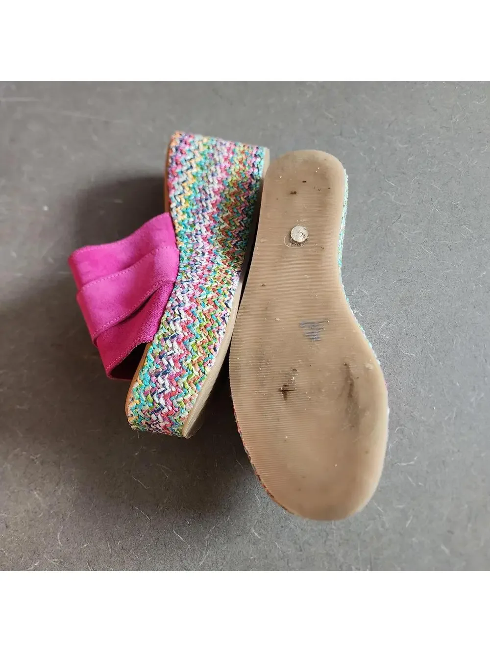 Sesto Meucci Pink Suede Espadrille Platform Wedge Slide Sandals   10